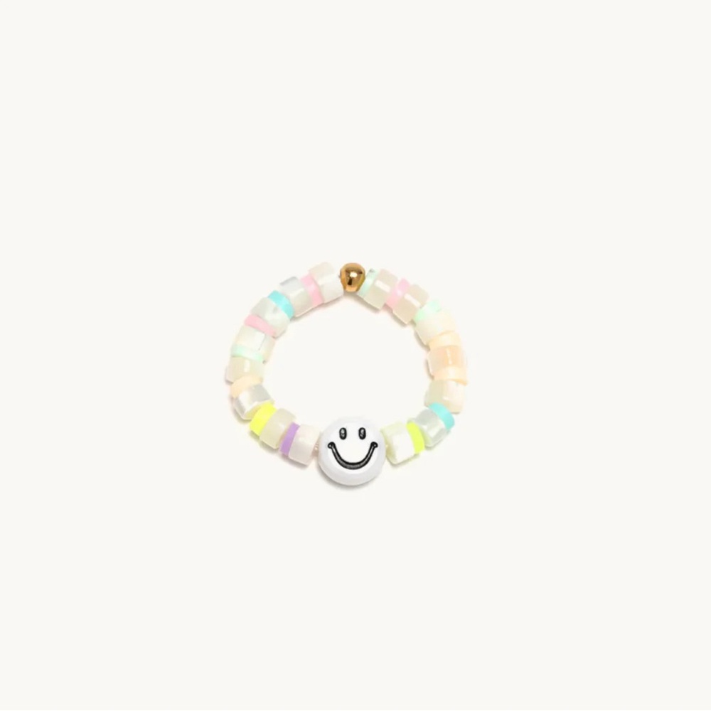 NWT - Little Words Project - White Smiley Ring